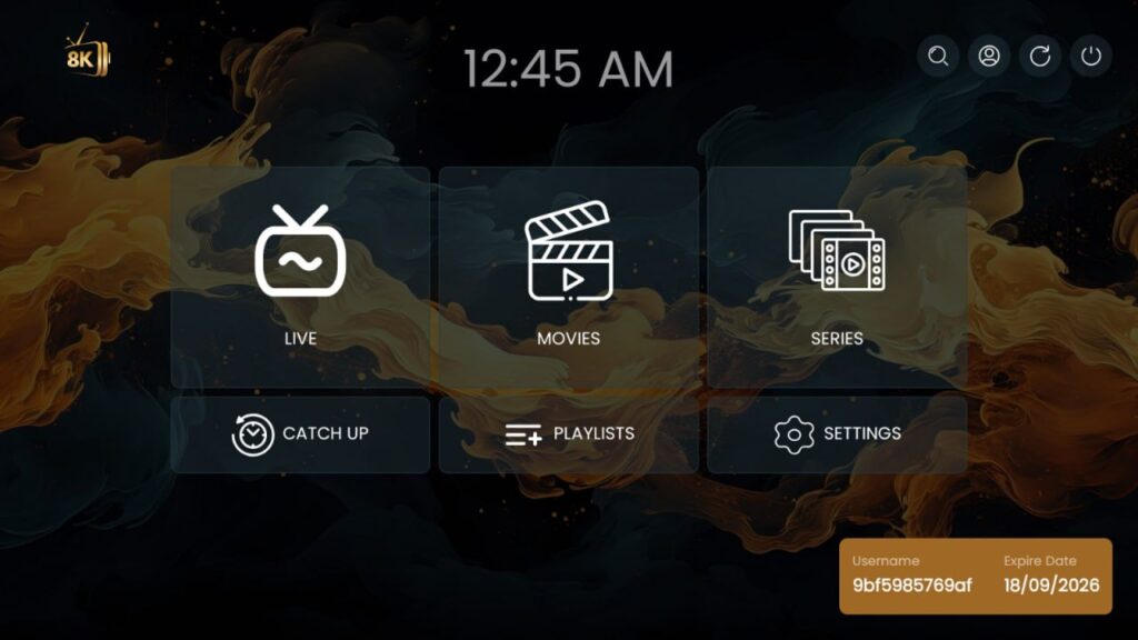 Streaming service interface at midnight